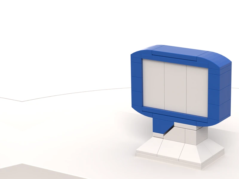 A render of the Chat Bubble built from LEGO® bricks, turned to show its front and right side.