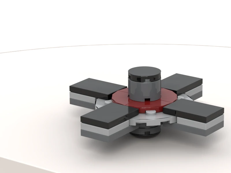 A render of the Fidget Spinner built from LEGO® bricks, seen from above and in front.