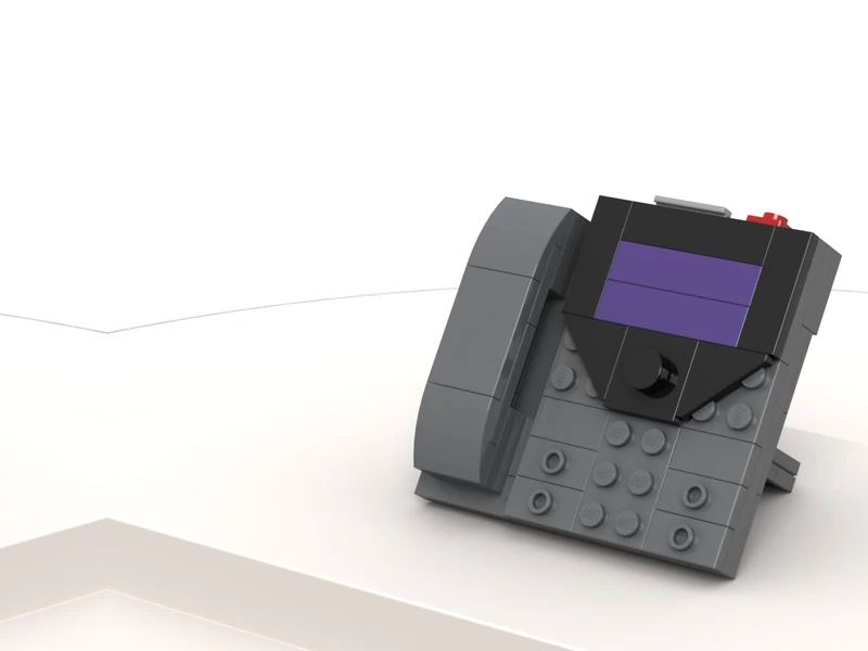 A render of the IP Phone Model built from LEGO® bricks, turned to show its front and right side.