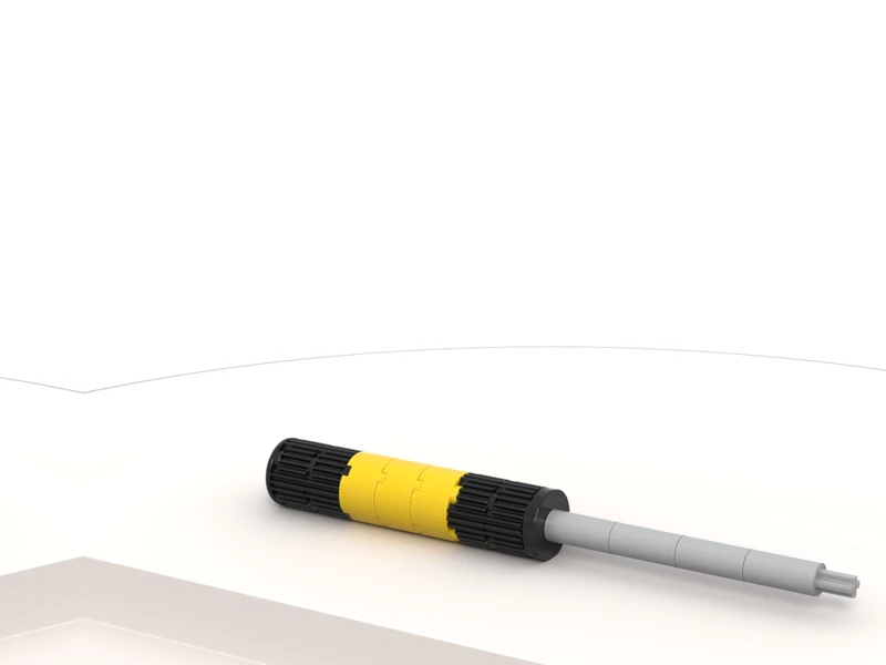 A render of the Screwdriver Model built from LEGO® bricks, turned to show its front and right side.
