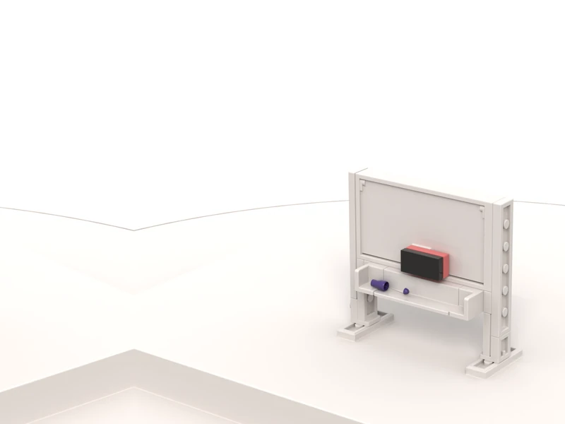 A render of the Whiteboard Model built from LEGO® bricks, turned to show its front and right side.