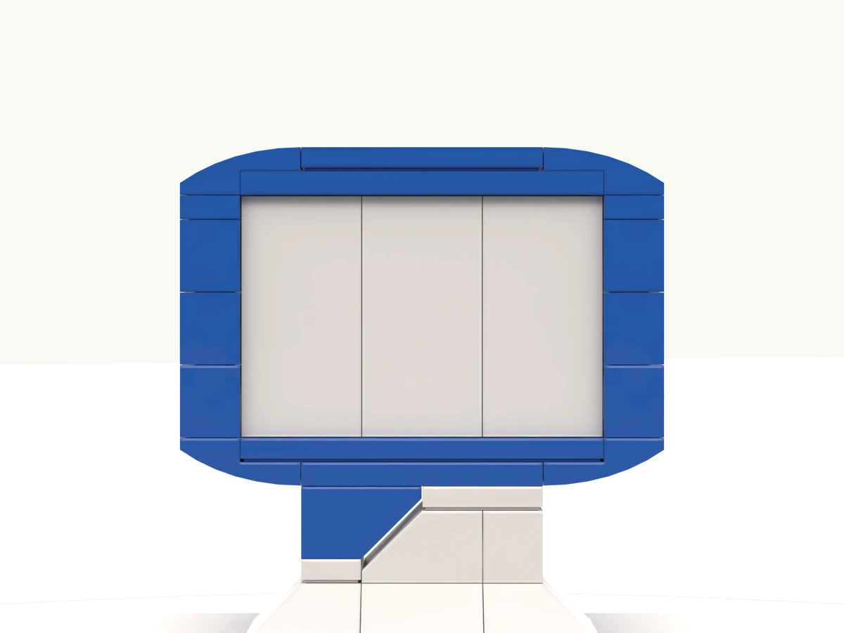 The chat bubble at rest on its turntable, text bubble facing you