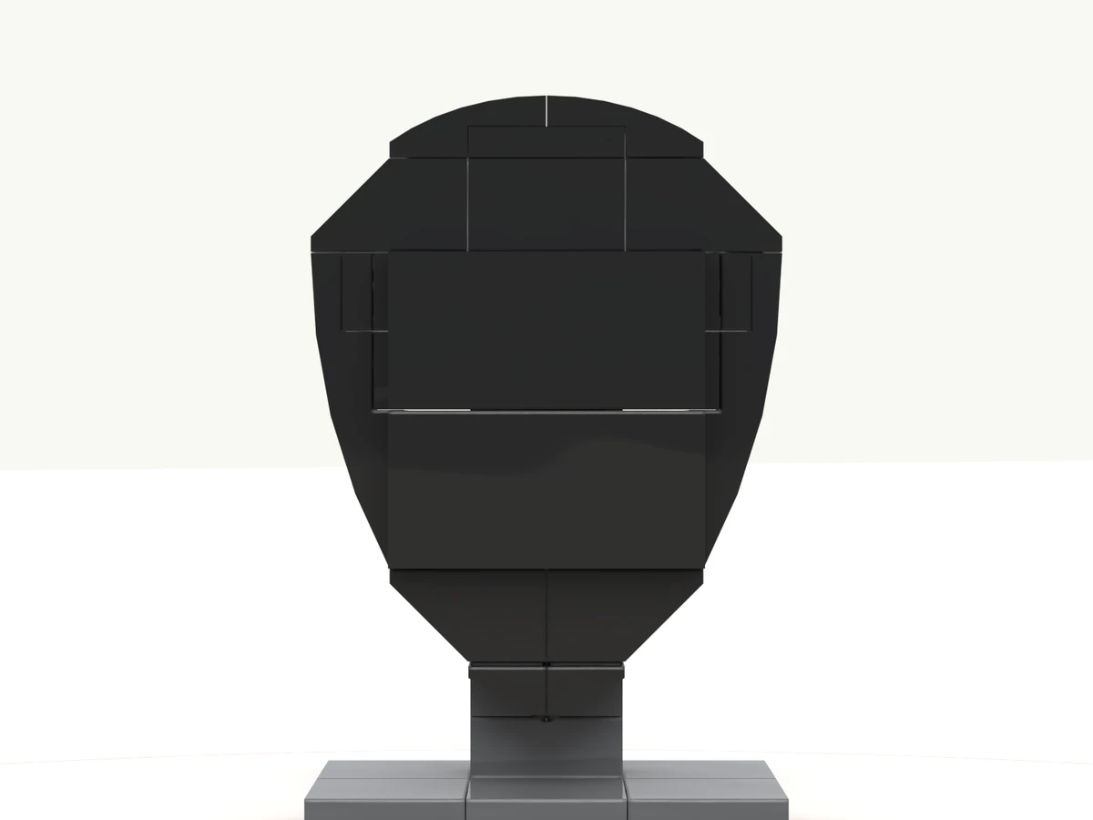 The fidget shield at rest on its turntable, front facing you
