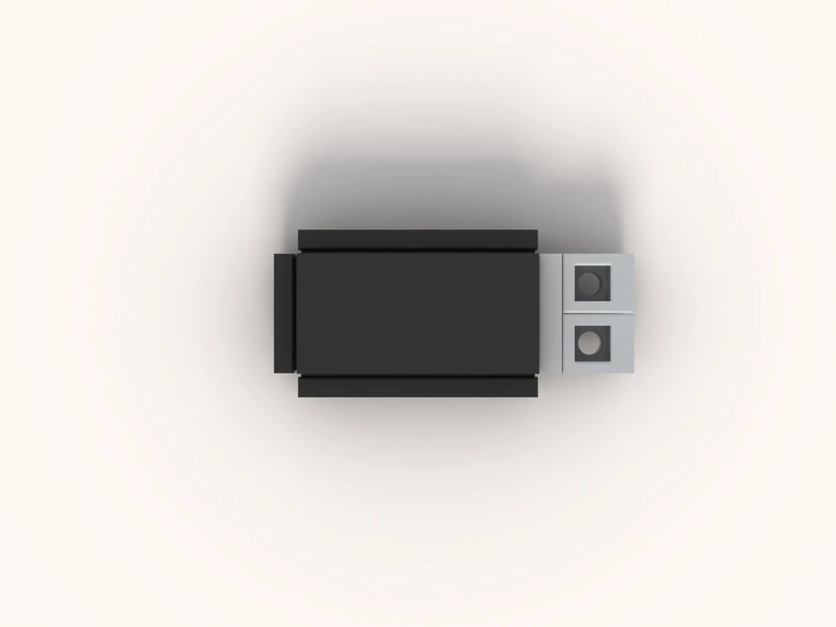 The USB stick model at rest on its turntable, top facing you